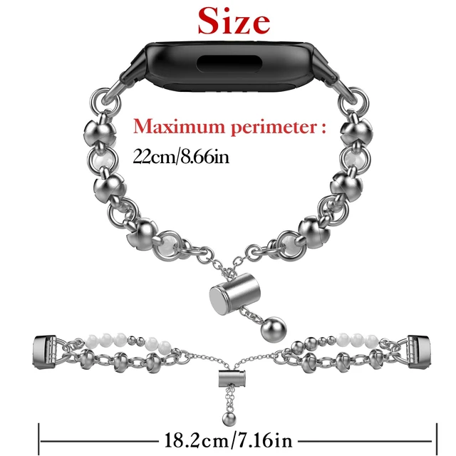 Alt view image 7 of 7 - Beaded Bracelet Compatible with Fitbit Inspire 3 Band/Inspire 2 Band, Fashion Handmade Dressy Jewelry Strap Replacement for Fitbit Inspire 3 Bands for Women Men