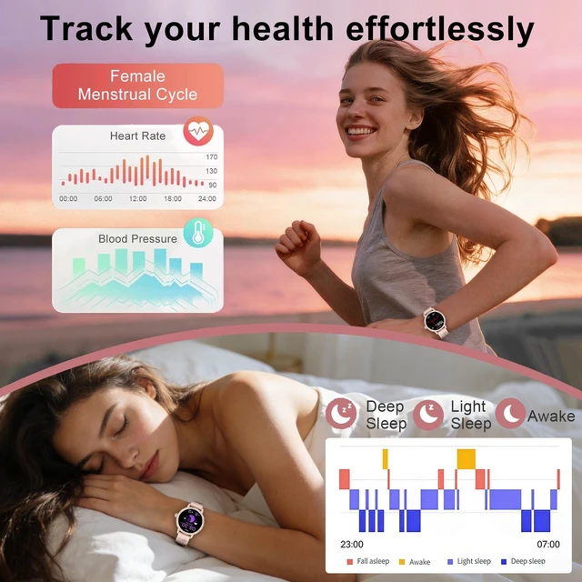 Alt view image 5 of 7 - Smart Watches for Women:1.27" HD Smart Watch Bluetooth Calls,3 Bands,BP/Sleep/Steps,120+ Sports Fitness Tracker Android&iOS (Rose Gold)