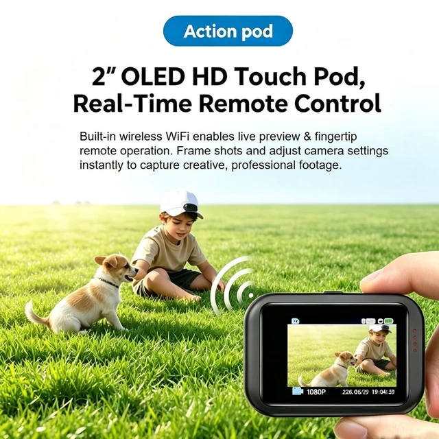 Alt view image 3 of 7 - SP1 1080P Mini POV Body Cameras with Audio and Video Sports Wearable Camera 2" Touch Screen,Magnetic Body, 30M Waterproof, 135° Wide Angle, WiFi Full Mounts for Skiing Cycling Motorcycle Vlog