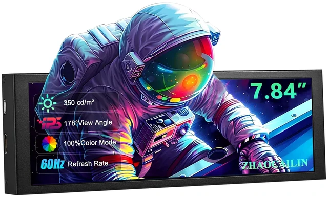 Main image of 7.84 Inch Mini Monitor - FHD IPS 1280x400 LCD Display with Casing for macOS Window Speed Temperature Aida64 CPU GPU Monitoring Secondary Screen