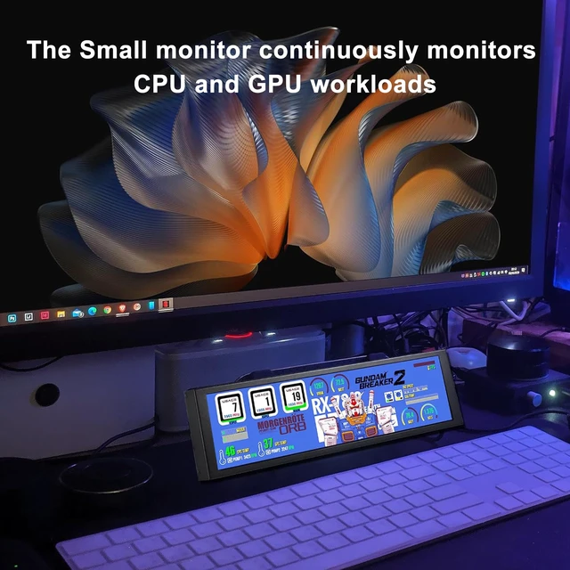 Alt view image 4 of 7 - 7.84 Inch Mini Monitor - FHD IPS 1280x400 LCD Display with Casing for macOS Window Speed Temperature Aida64 CPU GPU Monitoring Secondary Screen