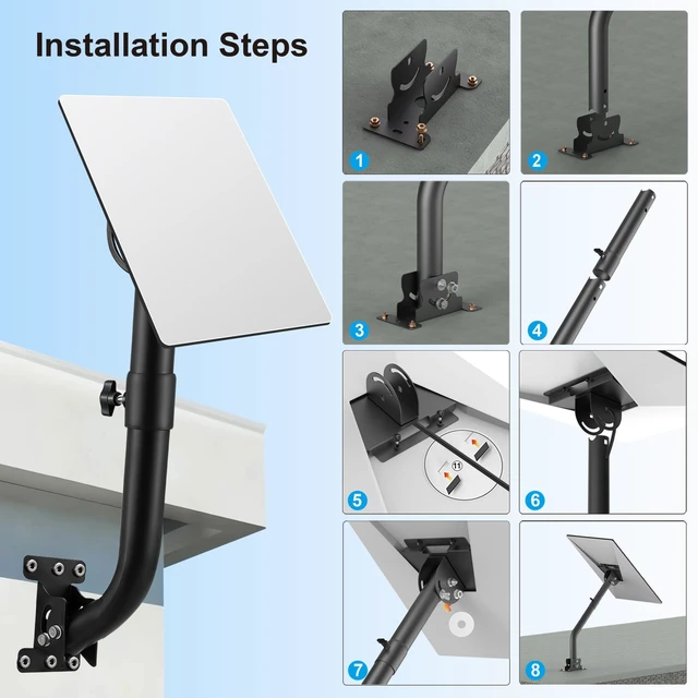 Alt view image 4 of 6 - Standard 4/4x/Gen 3 Wall & Roof Mount for Starlink, Adjustable Metal Bracket with Pipe Adapter Kit for V3 Dish, Weatherproof Heavy Duty