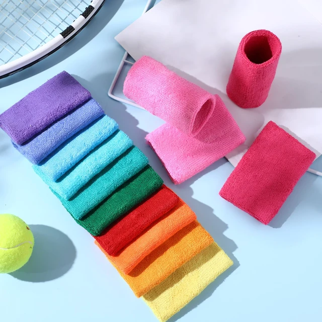 Alt view image 2 of 6 - 4 Inch Wrist Sweat Bands for Men Women Absorbent Tennis Soccer Wristbands Cotton Terry Cloth Sports Wrist Sweatbands for Tennis Basketball Football Running Gym