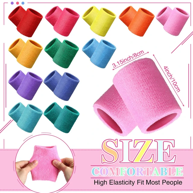 Alt view image 3 of 6 - 4 Inch Wrist Sweat Bands for Men Women Absorbent Tennis Soccer Wristbands Cotton Terry Cloth Sports Wrist Sweatbands for Tennis Basketball Football Running Gym