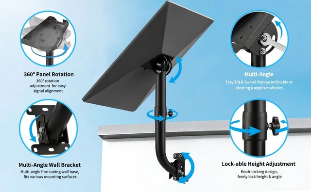 Alt view image 5 of 6 - Standard 4/4x/Gen 3 Wall & Roof Mount for Starlink, Adjustable Metal Bracket with Pipe Adapter Kit for V3 Dish, Weatherproof Heavy Duty