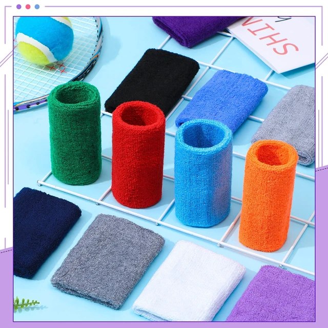 Alt view image 5 of 6 - 4 Inch Wrist Sweat Bands for Men Women Absorbent Tennis Soccer Wristbands Cotton Terry Cloth Sports Wrist Sweatbands for Tennis Basketball Football Running Gym