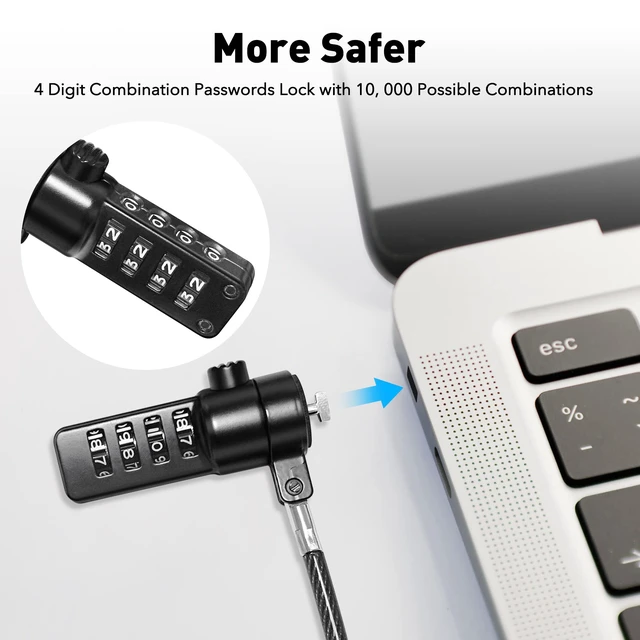 Alt view image 4 of 7 - iPad Lock Security Cable w/Adhesive Plates, 6Ft Keyless 4 Digit Combination Tablet Lock Kit, Anti-Theft Hardware Locking Cable for iPhone Cell Phone MacBook Laptop in Showroom Retail Store