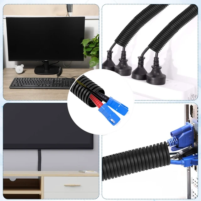 Alt view image 3 of 5 - 1" x 60ft Split Wire Loom Tubing with Installation Tool Wire Loom Assortment Split Cable Sleeves Bulk Flexible Electrical Conduit Protective Kit Home Wiring Cable Organization