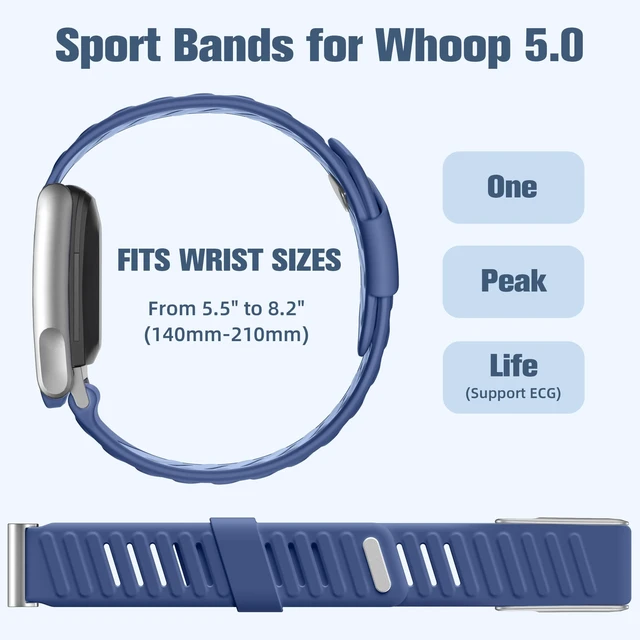 Alt view image 4 of 7 - Sport Band Compatible with Whoop 5.0 Bands One, Peak and Life/MG, Breathable Waterproof Silicone Adjustable Replacement Accessories Strap for Whoop Band 5.0 Fitness Activity Tracker, NavyBlue