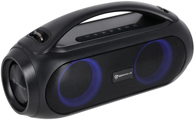 Main image of GO Party MAX BASS Large Portable LED Bluetooth Speaker, TWS, IPX5 20-Hour Rechargeable Battery, Wireless Link, 70W Peak / 35W RMS, Bass Boost, USB Playback, Aux Input, 50ft Range