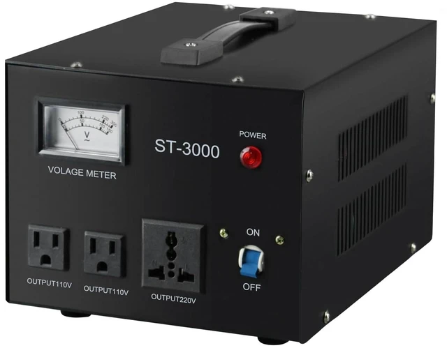 Main image of ST-3000 Voltage Transformer Converter Regulator with Voltage Meter - Step Up/Down - 110V/220V - Circuit Breaker Protection