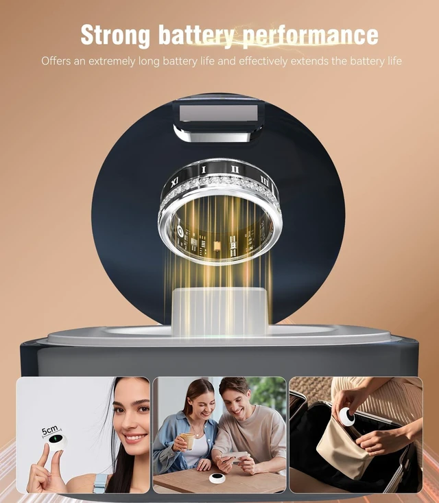 Alt view image 6 of 7 - Diamond Smart Ring and Wireless Charging Case Industry Rank 1-1 Measurement Error Smart Ring for Women for man - Advanced Health Tracker for Wellness and Activity Tracking, Sliver 9#