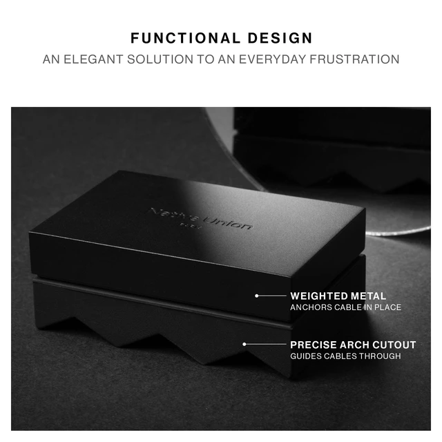 Alt view image 4 of 6 - Weighter Cable Weight/Holder Desk Accessory for Workspace or Nightstand Non-Slip Cable Organizer Metal and Silicone Design for All Cables Including USB-C & Lightning (Black)