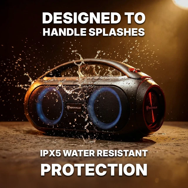 Alt view image 7 of 7 - GO Party MAX BASS Large Portable LED Bluetooth Speaker, TWS, IPX5 20-Hour Rechargeable Battery, Wireless Link, 70W Peak / 35W RMS, Bass Boost, USB Playback, Aux Input, 50ft Range
