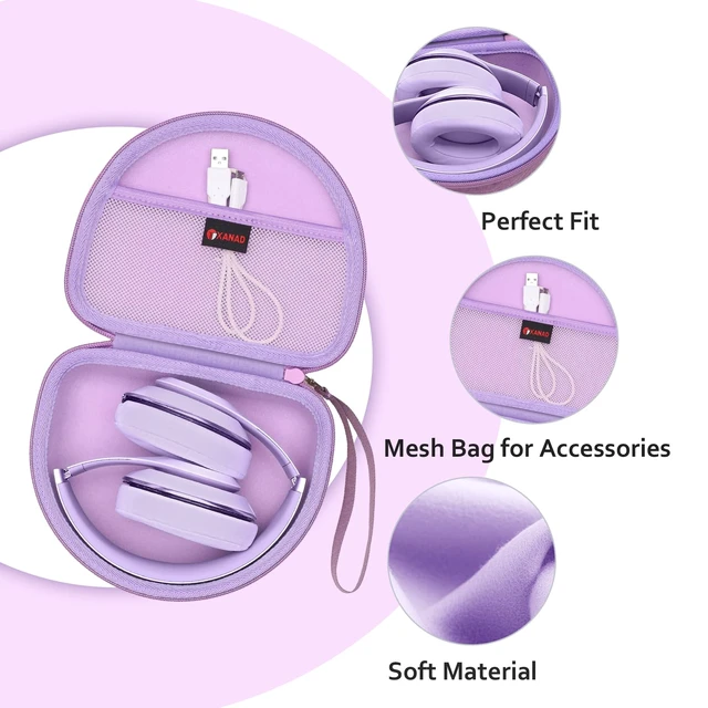 Alt view image 2 of 6 - Hard Case for JBL Junior JR 470NC/460NC/320 Kids Headphones, Purple for iClever BTH12 HS19 BTH20 BTH22 BTH26/Candy Bila/Acer/JBL/MIDOLA/JoySpark/JLab/ADOOPE/Spiderman/EarFun/ Etc Kids Headphone