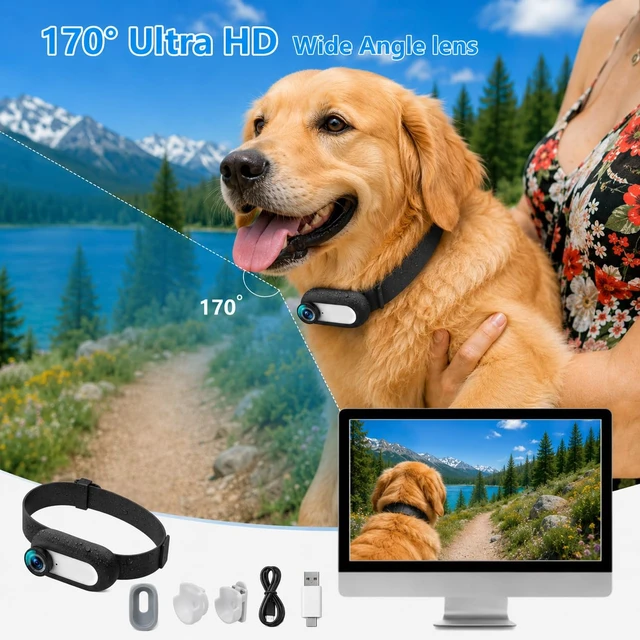 Alt view image 3 of 7 - HD 1080P Cat Camera Collar with Video Record Wireless Mini Sport cam,Small Action Cameras,Body Camera for Pet Supplies/Stuff,Outdoor/Inoor Birthday Gift No WiFi