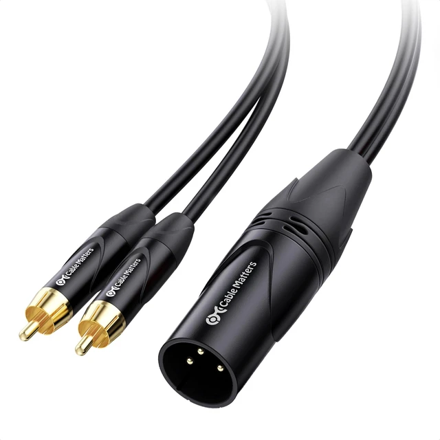 Main image of Dual RCA to XLR Stereo Audio Splitter, 6ft XLR Male to 2x RCA Male Splitter, XLR to Dual RCA Splitter, Black