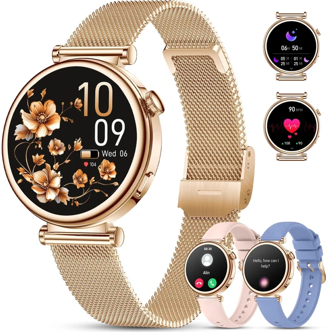 Main image of Smart Watch for Women 1.27" HD 3 Band Fitness Tracker Bluetooth Call Compatible Android iPhone Phone with SpO2/Heart Rate/Sleep Monitor,120+ Sports Modes IP68 Waterproof Smartwatch Rose Gold