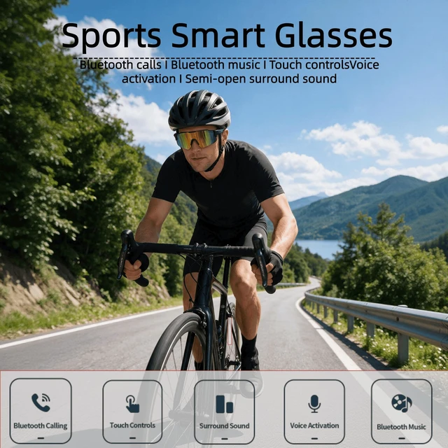 Alt view image 2 of 7 - AI Smart Glasses, Polarized Bluetooth Sunglasses, Safety Glasses with Built-in Mic & HD Open Ear Speakers,Wireless Sport Glasses Indoo Outdoor UV Protection
