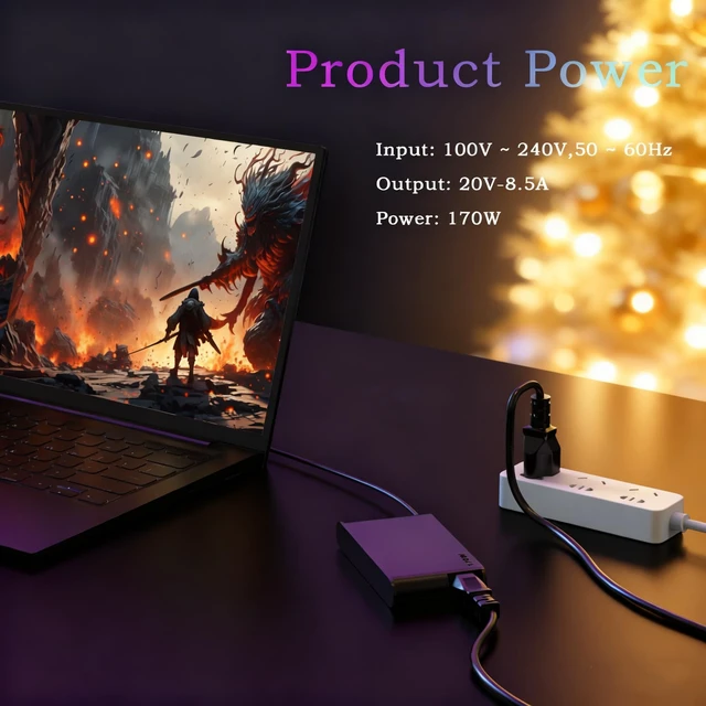 Alt view image 4 of 7 - 170W AC Charger Compatible with Lenovo ThinkPad P1 Gen 6 P16 Extreme Gen 6 5 4 3 2 1 ThinkPad P50 P51 P52 P53 P70 P71 P72 P73 P51 P52 P53 Power Cord