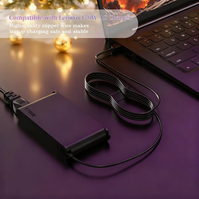 Alt view image 3 of 7 - 170W AC Charger Compatible with Lenovo ThinkPad P1 Gen 6 P16 Extreme Gen 6 5 4 3 2 1 ThinkPad P50 P51 P52 P53 P70 P71 P72 P73 P51 P52 P53 Power Cord