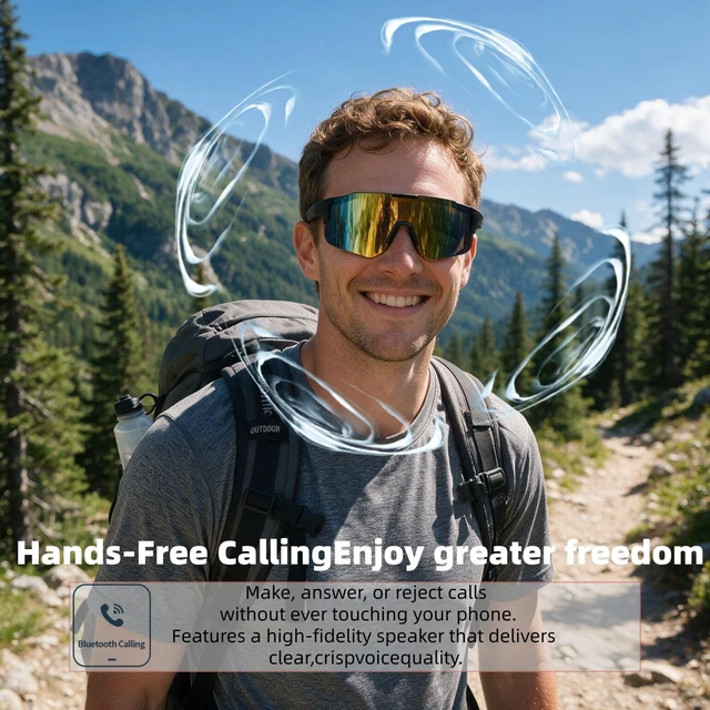 Alt view image 3 of 7 - AI Smart Glasses, Polarized Bluetooth Sunglasses, Safety Glasses with Built-in Mic & HD Open Ear Speakers,Wireless Sport Glasses Indoo Outdoor UV Protection