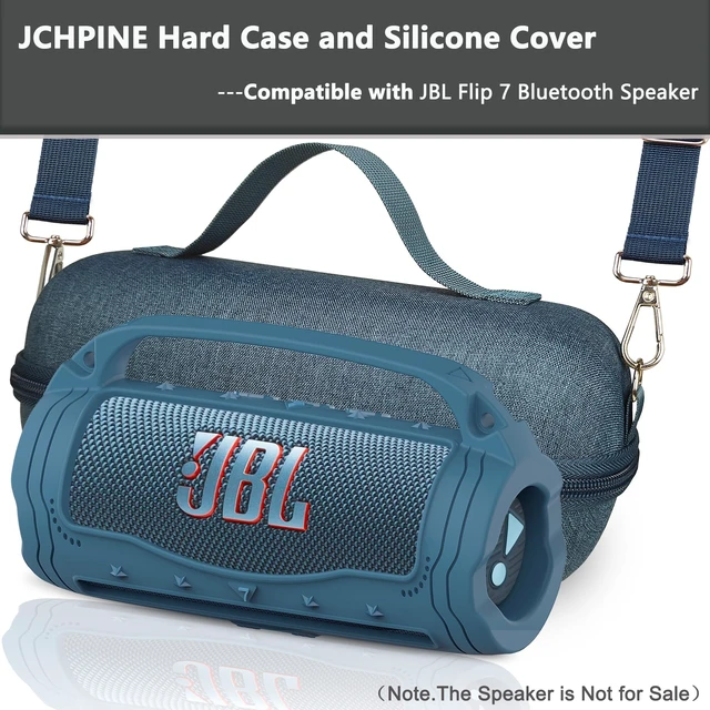Alt view image 2 of 7 - Silicone Cover and Carrying Case for JBL Flip 7 Portable Speaker Accessories for JBL Flip 7 Silicone Case with Handle and Shoulder Strap, Protective Cases for Flip 7 Speaker (Blue)