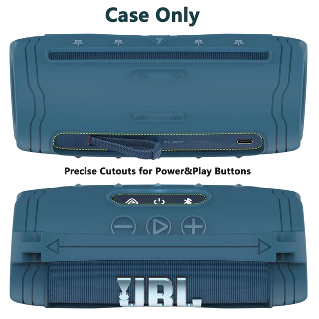 Alt view image 5 of 7 - Silicone Cover and Carrying Case for JBL Flip 7 Portable Speaker Accessories for JBL Flip 7 Silicone Case with Handle and Shoulder Strap, Protective Cases for Flip 7 Speaker (Blue)