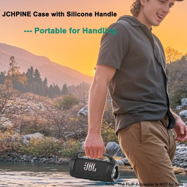 Alt view image 4 of 7 - Silicone Cover and Carrying Case for JBL Flip 7 Portable Speaker Accessories for JBL Flip 7 Silicone Case with Handle and Shoulder Strap, Protective Cases for Flip 7 Speaker (Black)
