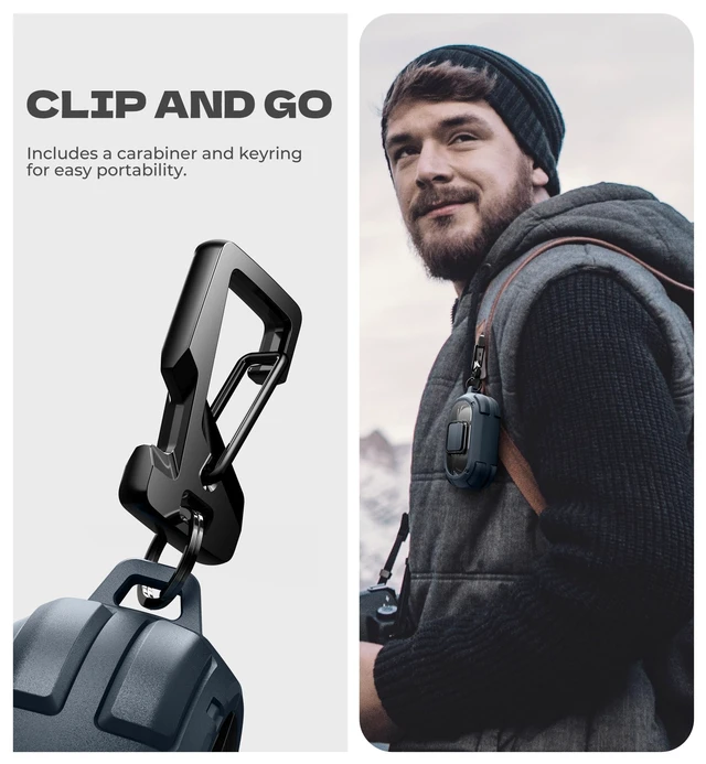 Alt view image 5 of 7 - for Beats Solo Buds Case with Drop-Proof Lock, Shockproof Rugged Bumper Cases Protective Cover with Carabiner & Keyring & Cleaner Kit for Beats Solo Buds 2024 Blue