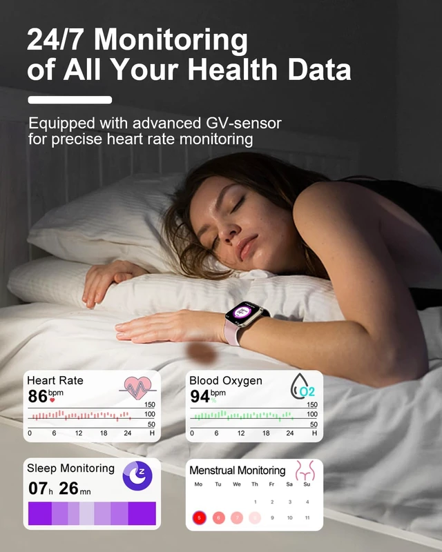 Alt view image 4 of 7 - Smart Watch, 2.01 HD Smart Watches for Women, Fitness Tracker Watch with Blood Pressure/Heart Rate/Sleep Monitor, Bluetooth 5.2 Smartwatch for Android/iOS Phones, IP67 Waterproof Sport Watch (Pink)