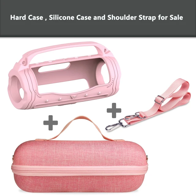 Alt view image 3 of 7 - Silicone Cover and Carrying Case for JBL Flip 7 Portable Speaker Accessories for JBL Flip 7 Silicone Case with Handle and Shoulder Strap, Protective Cases for Flip 7 Speaker (Pink)