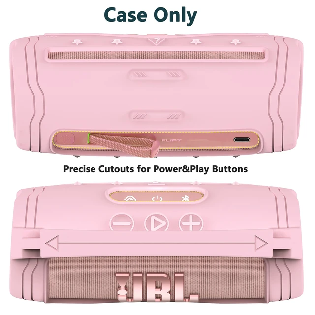 Alt view image 5 of 7 - Silicone Cover and Carrying Case for JBL Flip 7 Portable Speaker Accessories for JBL Flip 7 Silicone Case with Handle and Shoulder Strap, Protective Cases for Flip 7 Speaker (Pink)
