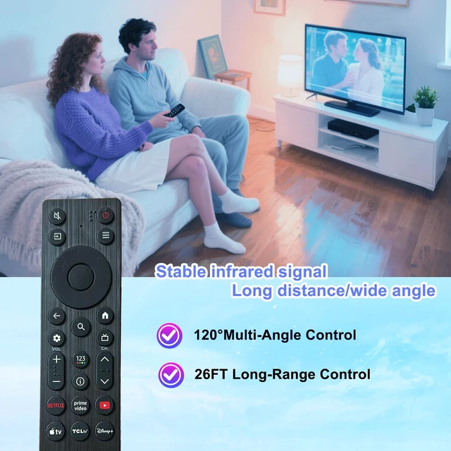 Alt view image 5 of 6 - RC923A FMB1 Remote Control Replacement Compatible for TCL Smart TV QLED QLED Mini Google TV's, Series Q77K QM6KQM5K (Not Voice,Not Setup) (Black)