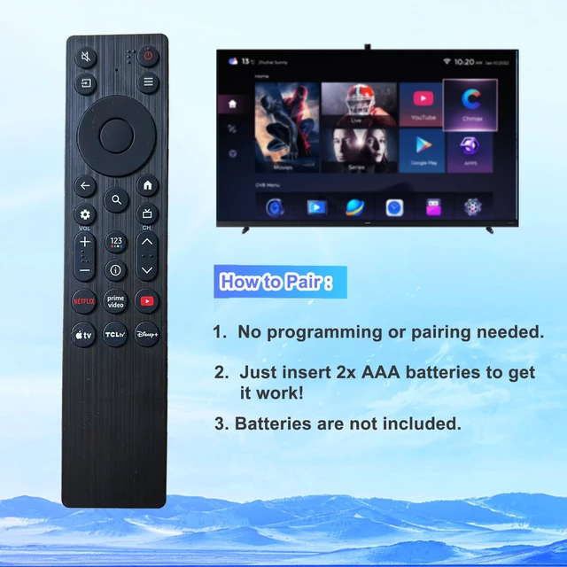 Alt view image 6 of 6 - RC923A FMB1 Remote Control Replacement Compatible for TCL Smart TV QLED QLED Mini Google TV's, Series Q77K QM6KQM5K (Not Voice,Not Setup) (Black)