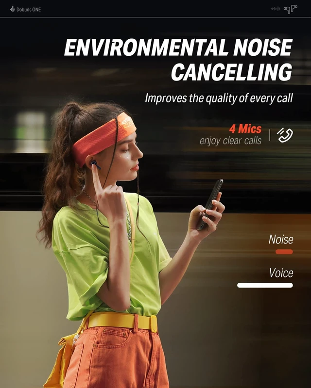 Alt view image 6 of 7 - Wireless Earbuds Noise Cancelling, Bluetooth 5.2 Earphones with ENC for Clear Calls, 12mm Drivers & Balanced Armature, App for Custom EQ, 32H Playtime, Fast Charging - Dobuds ONE, Blue