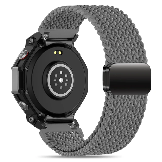 Alt view image 2 of 7 - Elastic Woven Band Compatible with Amazfit T-Rex 3, Metal Magnetic Buckle Sports Replacement Strap Compatible with Amazfit T-Rex 3