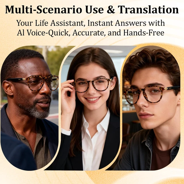 Alt view image 4 of 7 - Smart Translation Glasses for Men and Women with 164 Languages Real-Time Translation & Voice Assistant AI smart glasses featuring Noise-Hands Free Calls, Music, Touch Control, Photochromic Lenses