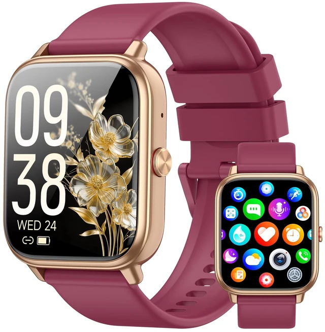 Main image of Smart Watch for Men Women, Fitness Tracker (Answer/Make Call), 1000 mAh Battery, 120+ Sport Modes, Step Counter/Sleep Monitor Fitness Watch, Smartwatch for Android/iPhone (Wine Red)