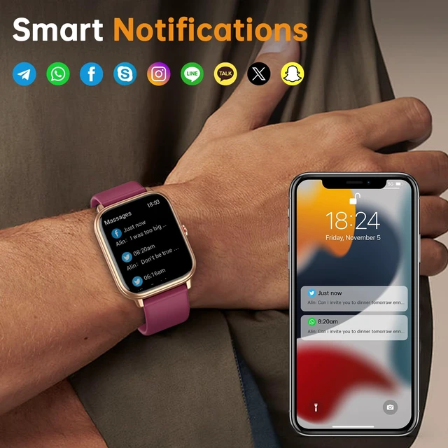 Alt view image 5 of 7 - Smart Watch for Men Women, Fitness Tracker (Answer/Make Call), 1000 mAh Battery, 120+ Sport Modes, Step Counter/Sleep Monitor Fitness Watch, Smartwatch for Android/iPhone (Wine Red)