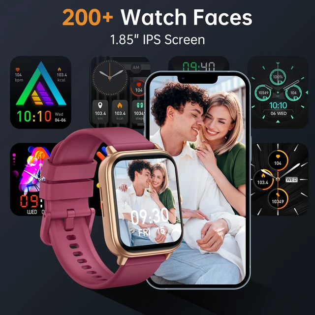 Alt view image 6 of 7 - Smart Watch for Men Women, Fitness Tracker (Answer/Make Call), 1000 mAh Battery, 120+ Sport Modes, Step Counter/Sleep Monitor Fitness Watch, Smartwatch for Android/iPhone (Wine Red)