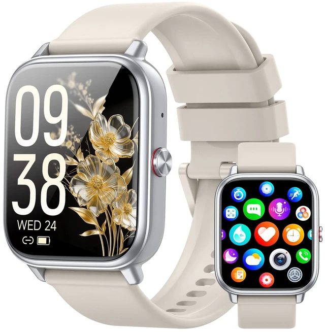 Main image of Smart Watch for Men Women, Fitness Tracker (Answer/Make Call), 1000 mAh Battery, 120+ Sport Modes, Step Counter/Sleep Monitor Fitness Watch, Smartwatch for Android/iPhone (Starlight)