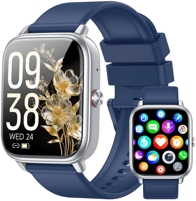 Main image of Smart Watch for Men Women, Fitness Tracker (Answer/Make Call), 1000 mAh Battery, 120+ Sport Modes, Step Counter/Sleep Monitor Fitness Watch, Smartwatch for Android/iPhone (Blue)