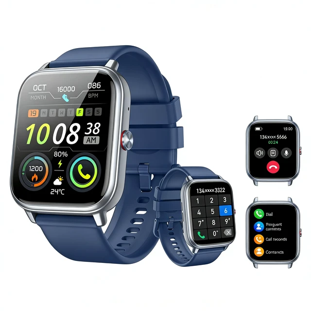 Alt view image 4 of 7 - Smart Watch for Men Women, Fitness Tracker (Answer/Make Call), 1000 mAh Battery, 120+ Sport Modes, Step Counter/Sleep Monitor Fitness Watch, Smartwatch for Android/iPhone (Blue)