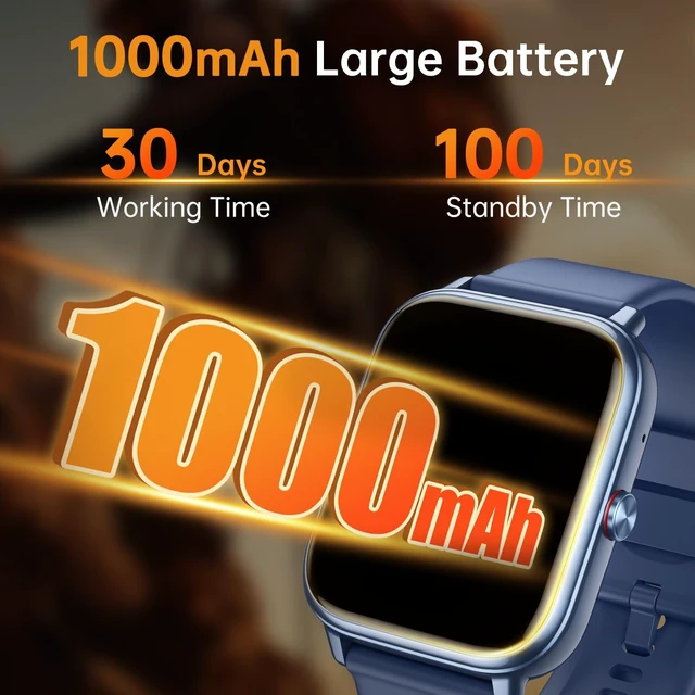 Alt view image 6 of 7 - Smart Watch for Men Women, Fitness Tracker (Answer/Make Call), 1000 mAh Battery, 120+ Sport Modes, Step Counter/Sleep Monitor Fitness Watch, Smartwatch for Android/iPhone (Blue)
