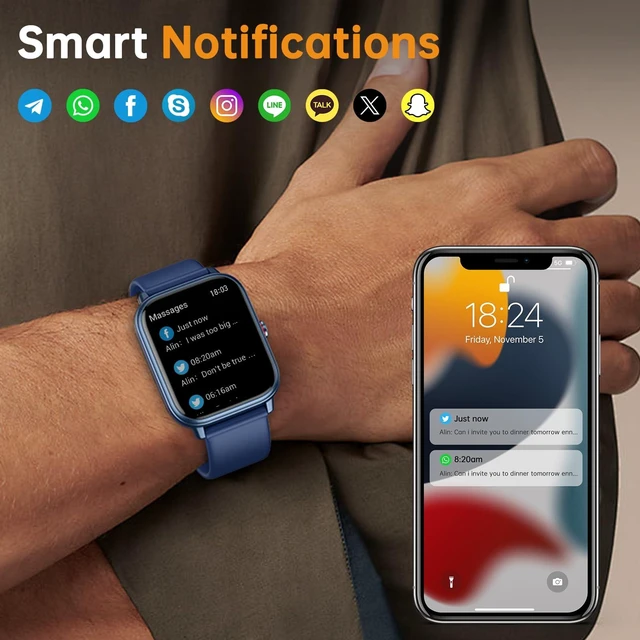 Alt view image 5 of 7 - Smart Watch for Men Women, Fitness Tracker (Answer/Make Call), 1000 mAh Battery, 120+ Sport Modes, Step Counter/Sleep Monitor Fitness Watch, Smartwatch for Android/iPhone (Blue)