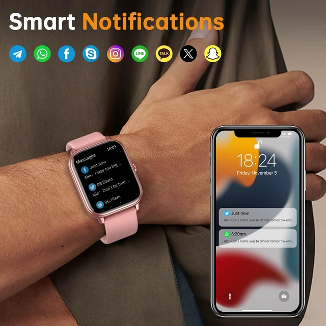 Alt view image 5 of 7 - Smart Watch for Men Women, Fitness Tracker (Answer/Make Call), 1000 mAh Battery, 120+ Sport Modes, Step Counter/Sleep Monitor Fitness Watch, Smartwatch for Android/iPhone (Pink)