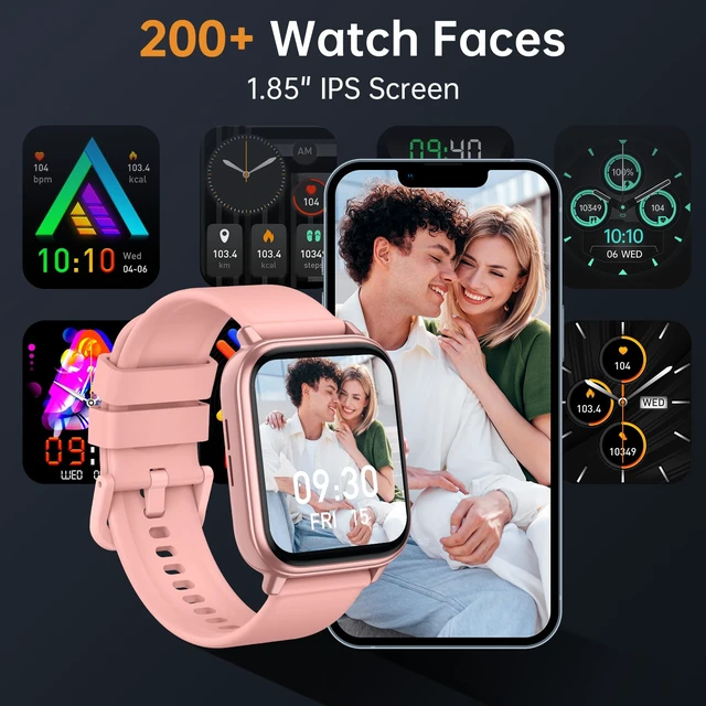 Alt view image 6 of 7 - Smart Watch for Men Women, Fitness Tracker (Answer/Make Call), 1000 mAh Battery, 120+ Sport Modes, Step Counter/Sleep Monitor Fitness Watch, Smartwatch for Android/iPhone (Pink)