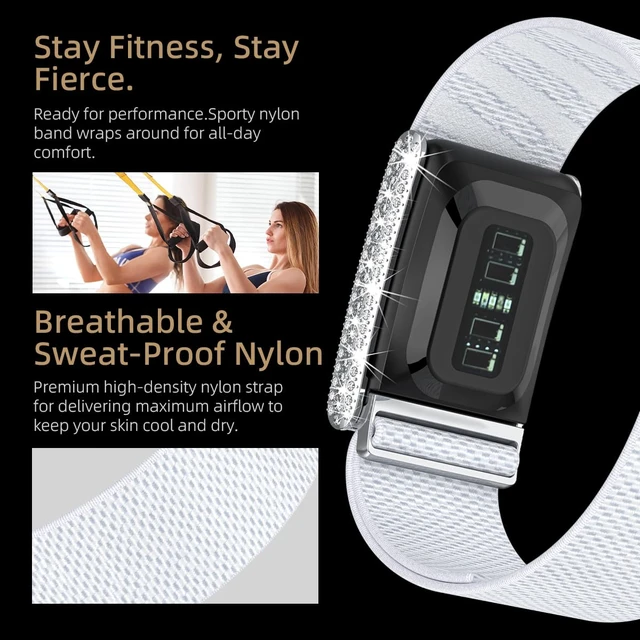 Alt view image 6 of 7 - Diamond Nylon Sport Band Compatible for Whoop 5.0 Bands One Peak Breathable Adjustable Shiny Rhinestone Replacement Wristband Strap for Whoop Band 5.0,NOT Compatible for Life/MG or Whoop 4.0