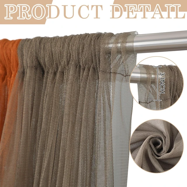 Alt view image 6 of 6 - 6Pcs Boho Beige Tulle Backdrop Curtains Wedding Party Decor Bohemian Classroom Sheer Decorations Photo Booth Backdrop Bridal Shower Baby Shower Bachelorette Bedroom Curtain 58x84in